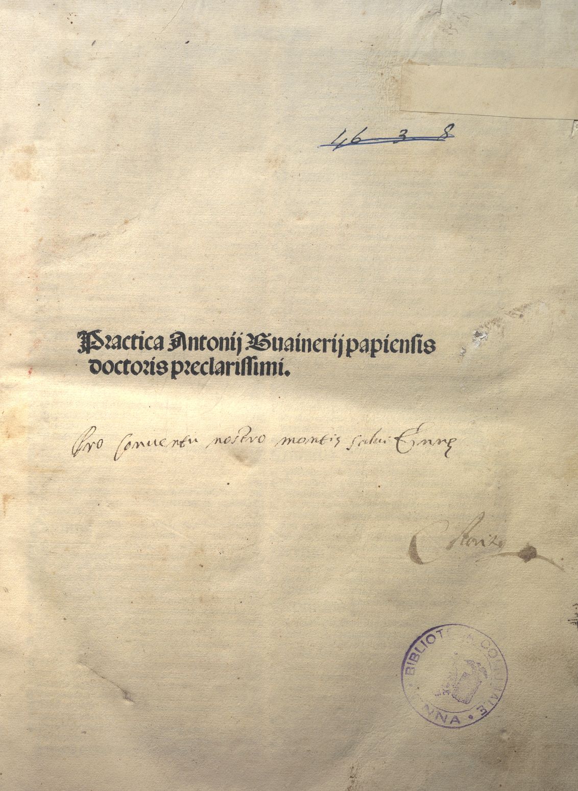 GUAINERIUS, ANTONIUS, DE AEGRITUDINIBUS CAPITIS; DE PLEURESI, DE PASSIONIBUS STOMACI; DE FLUXIBUS…VENEZIA 1497